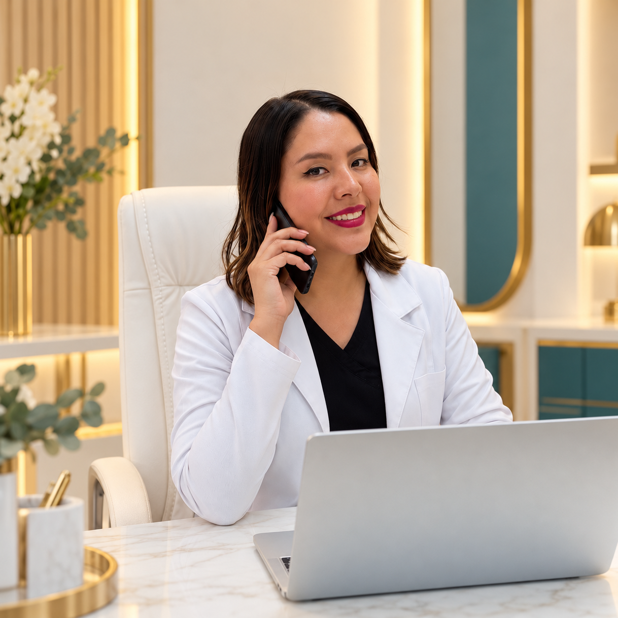 Profesional de QANWAN en su consultorio